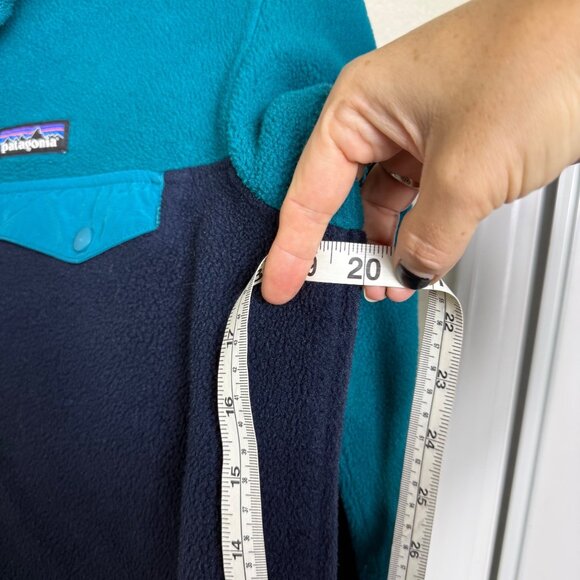 Vintage Patagonia Synchilla Snap-T Fleece Pullover Teal & Navy Blue Size M - Picture 6 of 7